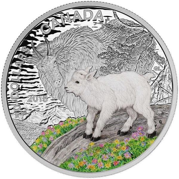 2015 $20 Baby Animals: Mountain Goat - Pure Silver Coin