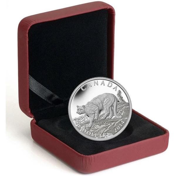 2014 $20 Cougar: Atop a Mountain - Pure Silver Coin