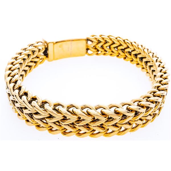 Gold Overlay/Stainless Steel Bracelet, Interfwoven Design, 8"