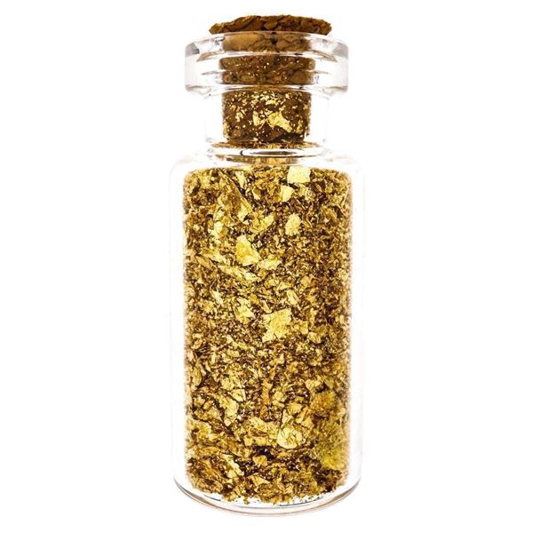 Assayers Glass Jar 24kt Gold Flakes