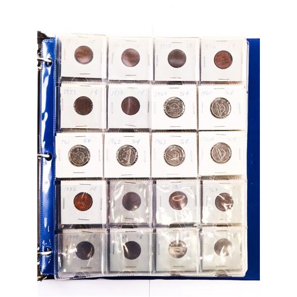 Canada Coin Collection - Approx. 114 Coins, Mainly Nickels, 1940's One Cent etc, Binder Lot (Blue)