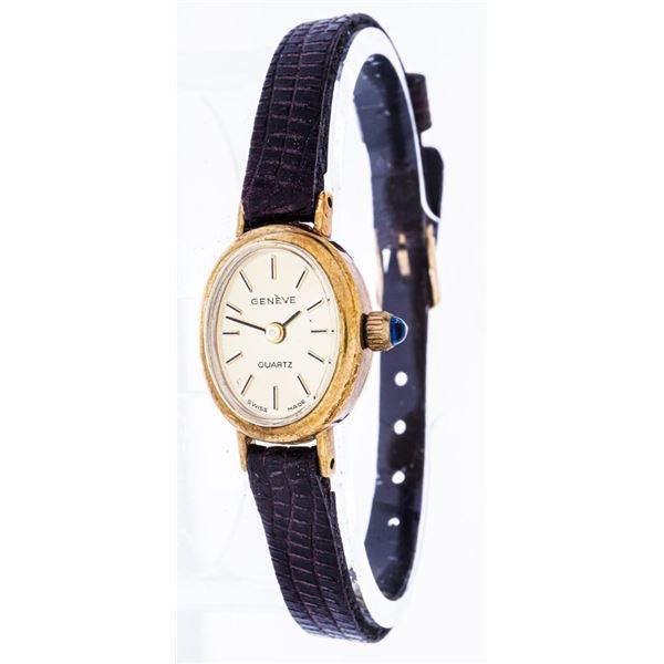 Ladies 14kt GOLD Geneve Watch - Leather Strap