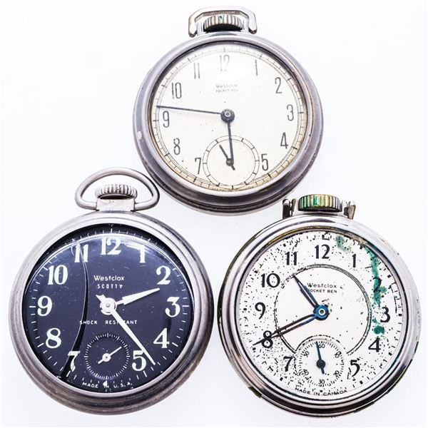 Estate Lot 3 WESTCLOX Pocket Watches AS IS