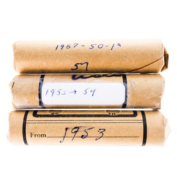 Lot 3 Rolls Canada One cent Coins -1953,57,56