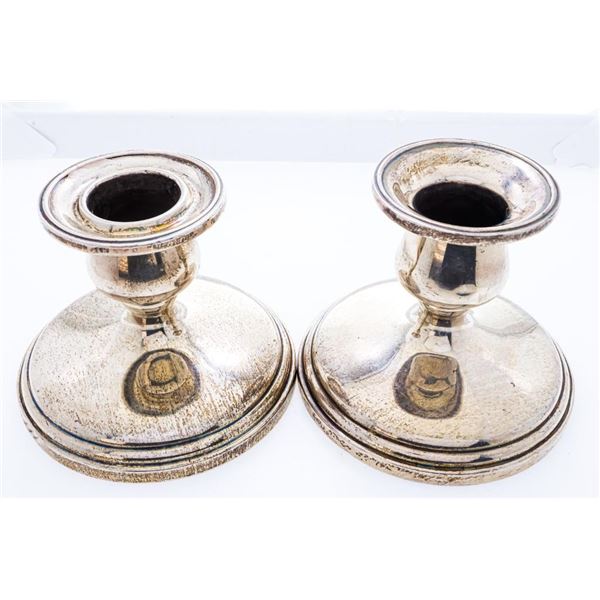 Estate Sterling Silver Candle Holders - Weighted - 413 Grams