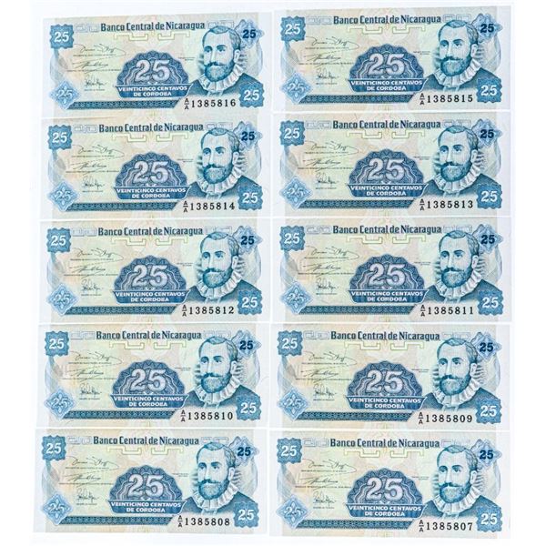 Banco Central de Nicaragua - Lot 10 x 25 Centavos UNC