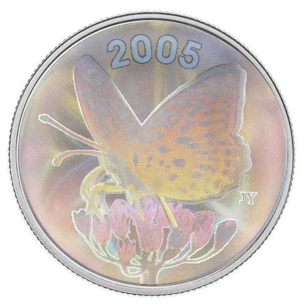 2005 50c Spangled Fritillary Butterfly - Sterling Silver Coin