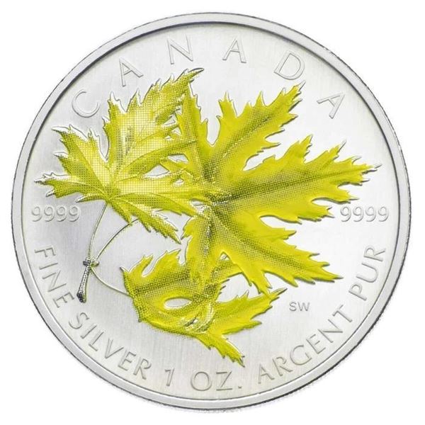 2006 $5 Coloured Maple Leaf: Silver Maple - Pure Silver Coin