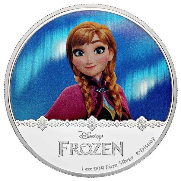 Disney Frozen Anna .999 Fine Silver 1 oz. Coin, Book Display