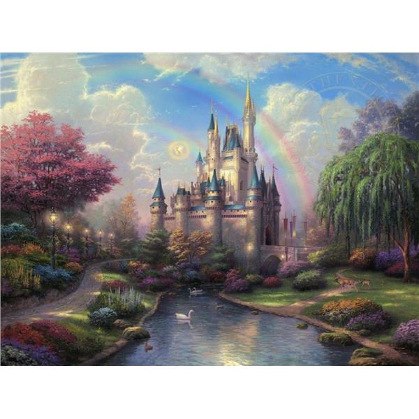 Thomas Kinkade (1958-2012) , A NEW DAY AT THE CINDERELLA CASTLE , Fine Art Print 44x34"