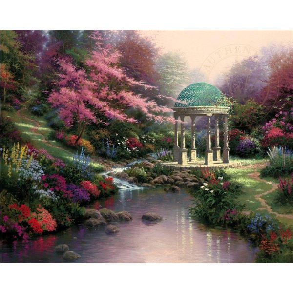 Thomas Kinkade (1958-2012) , POOLS OF SERENITY, THE GARDEN OF PRAYER II , Fine Art Print 44x36"