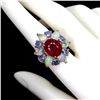 Natural Red Ruby Ethopian White Opal & Tanzanite Ring