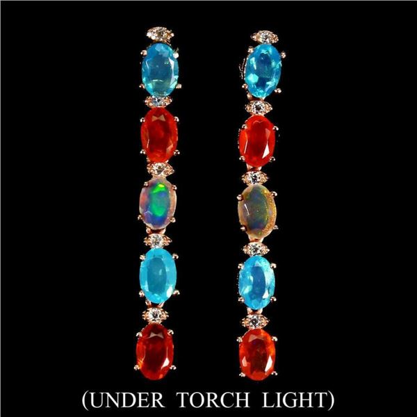 Natural Untreated Multi Color Opal Earrings