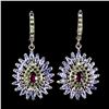 Image 1 : Natural Rhodolite Garnet Tanzanite Earrings