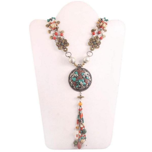 Tibet Natural Stone Tribal Queen Royal Necklace