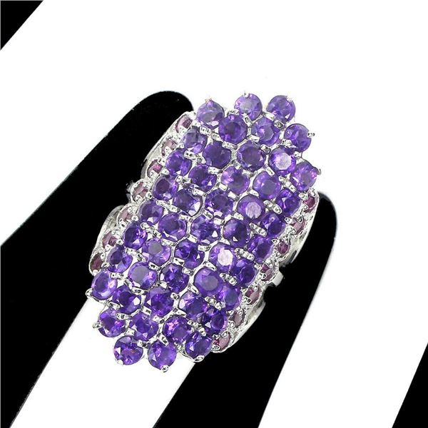 Natural Purple Amethyst & Rhodolite Garnet Ring