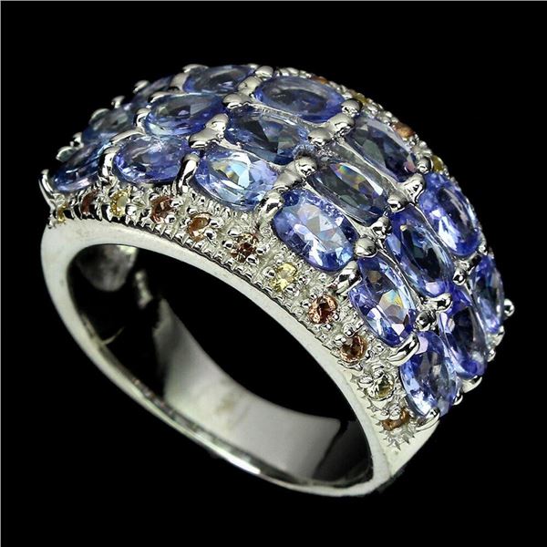 Natural Tanzanite Rhodolite Sapphire Ring