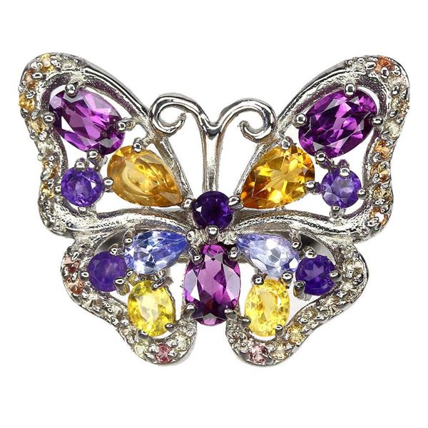 Natural Unheated Rhodolite & Amethyst Butterfly Ring