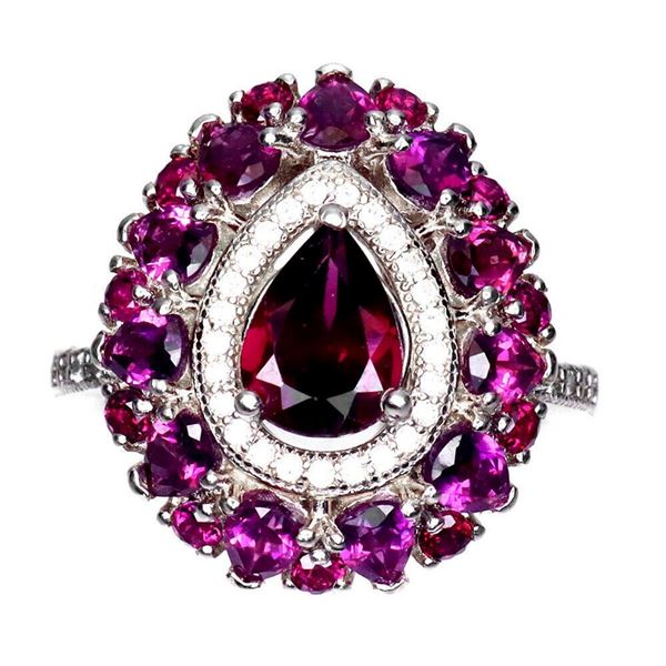 Natural Unheated Rhodolite Garnet Ring