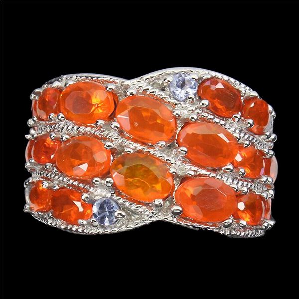 Natural Orange Opal Tanzanite Ring 7.5