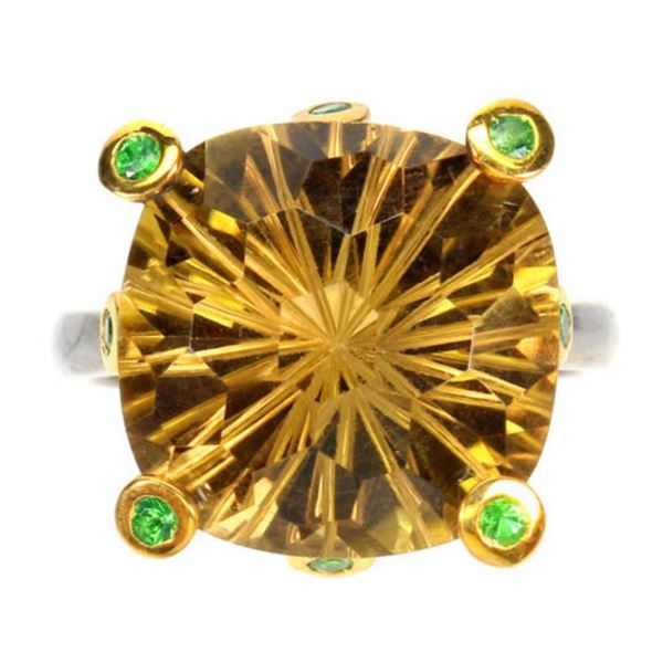 Natural Handcraft Cushion Citrine 13.23 Cts  Ring