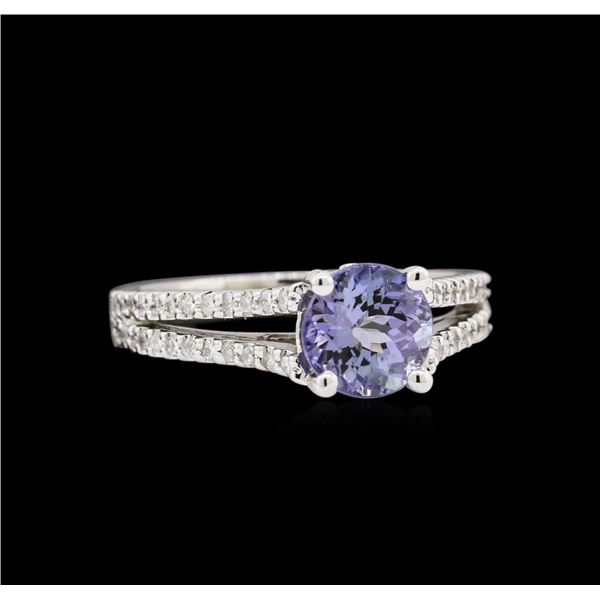 1.48 ctw Tanzanite and Diamond Ring - 14KT White Gold