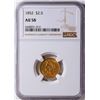 Image 1 : 1852 $2.5 Liberty Head Quarter Eagle Gold Coin NGC AU58