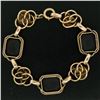Image 4 : Retro Vintage 14k Green and Rose Gold Black Onyx and Open Leaf Link Bracelet