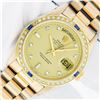 Image 1 : Rolex Mens 18K Yellow Gold Day Date President Champagne Diamond & Sapphire Watch