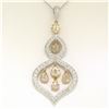 Image 4 : 18k White and Yellow Gold 2.10 ctw White and Yellow Diamond Dangle Pendant Neckl