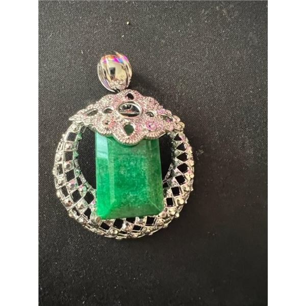 54 Carat Genuine Emerald in Silver Pendant W/GLA Certificate