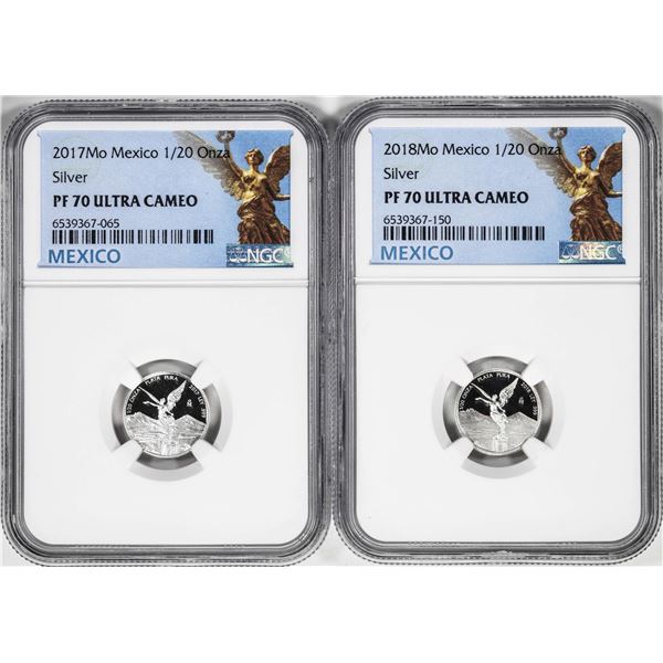 Lot of 2017-2018-Mo Mexico Proof 1/20 oz Silver Libertad Coins NGC PF70 Ultra Cameo