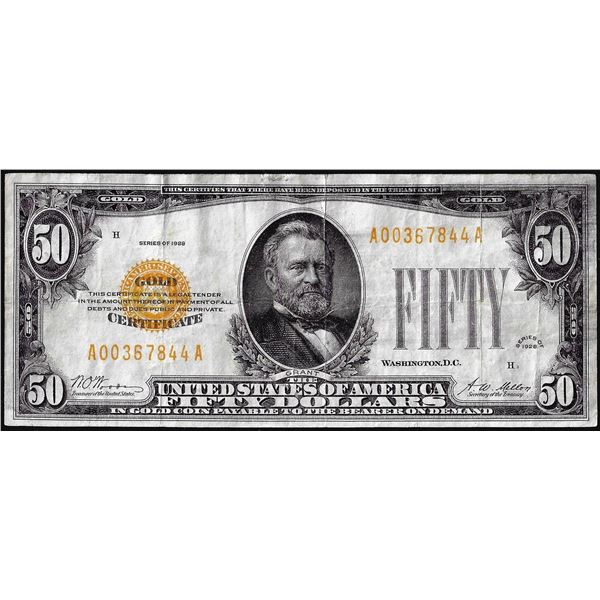 1928 $50 Gold Certificate Note