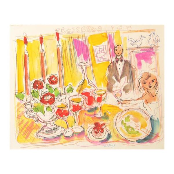 Ensrud "Lunch at Troisgros (3-Star French Restaurant)" Original Mixed Media On Paper