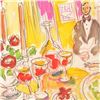 Image 2 : Ensrud "Lunch at Troisgros (3-Star French Restaurant)" Original Mixed Media On Paper