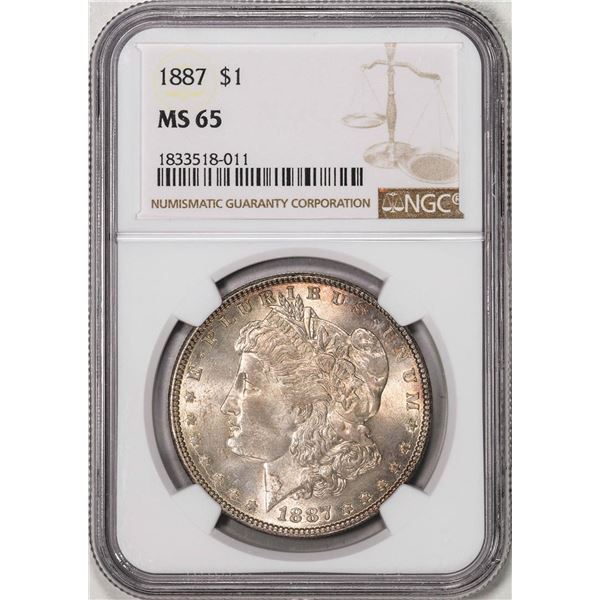 1887 $1 Morgan Silver Dollar Coin NGC MS65
