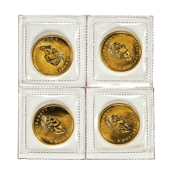 Lot of (4) Sealed 1999 Canadian $5 Maple Leaf Gold Coins