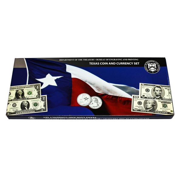 2003 Department of the Treasury BEP Texas Coin and Currency Set Matching Serial #'s