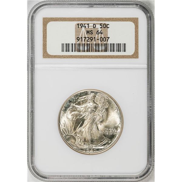 1941-D Walking Liberty Half Dollar Coin NGC MS64