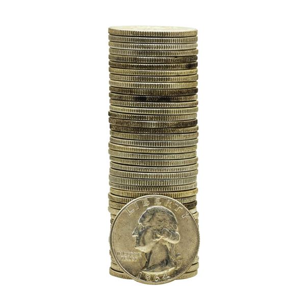 Roll of (40) Brilliant Uncirculated 1964 Washington Quarter Coins