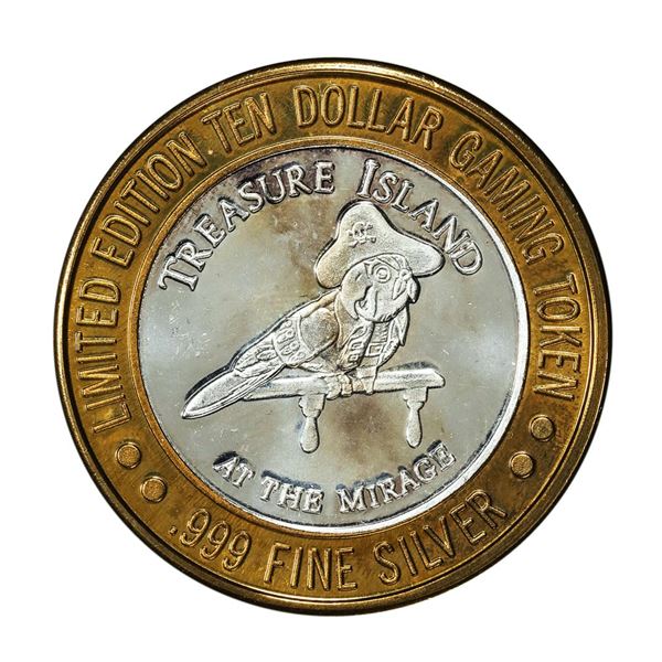 .999 Silver Treasure Island Las Vegas, Nevada $10 Casino Limited Edition Gaming Token