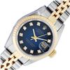 Image 1 : Rolex Ladies Two Tone Blue Vignette Diamond Datejust Wristwatch with Box & Papers