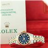 Image 6 : Rolex Ladies Two Tone Blue Vignette Diamond Datejust Wristwatch with Box & Papers
