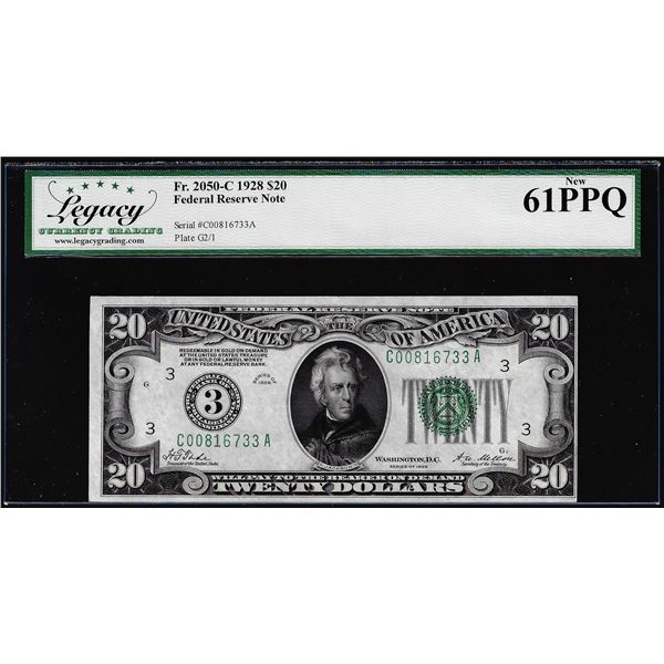 1928 $20 Federal Reserve Note Philadelphia Fr.2050-C Legacy New 61PPQ