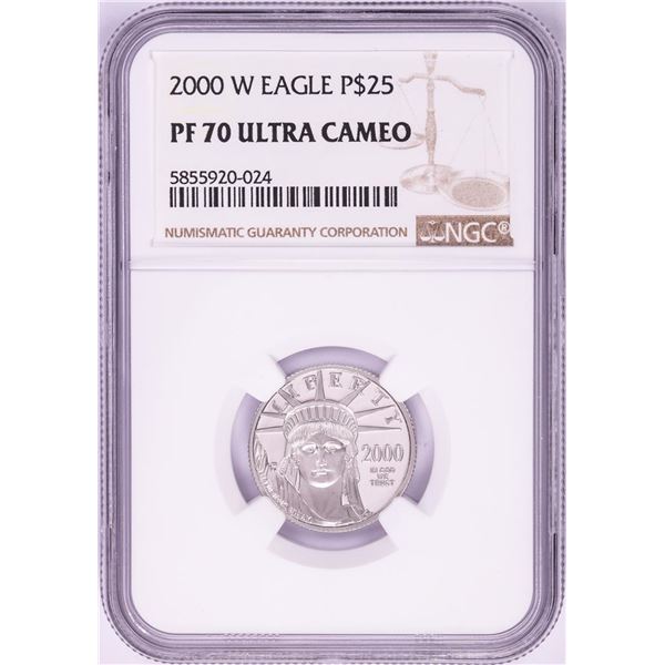 2000-W $25 Proof American Platinum Eagle Coin PCGS PF70 Ultra Cameo