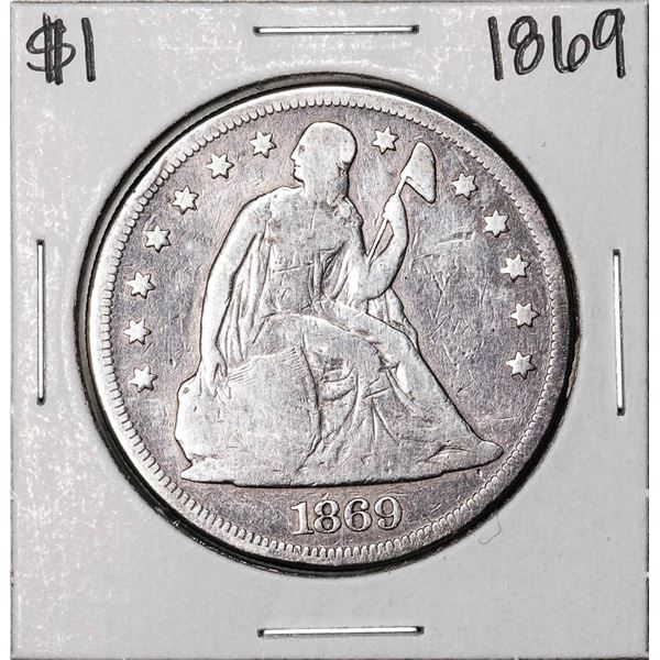 1869 $1 Seated Liberty Silver Dollar Coin