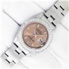 Image 2 : Rolex Ladies Stainless Steel Salmon Arabic Diamond Datejust Wristwatch
