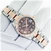 Image 3 : Rolex Ladies Midsize Two Tone Rose Gold Chocolate Roman Diamond Datejust Wristwatch