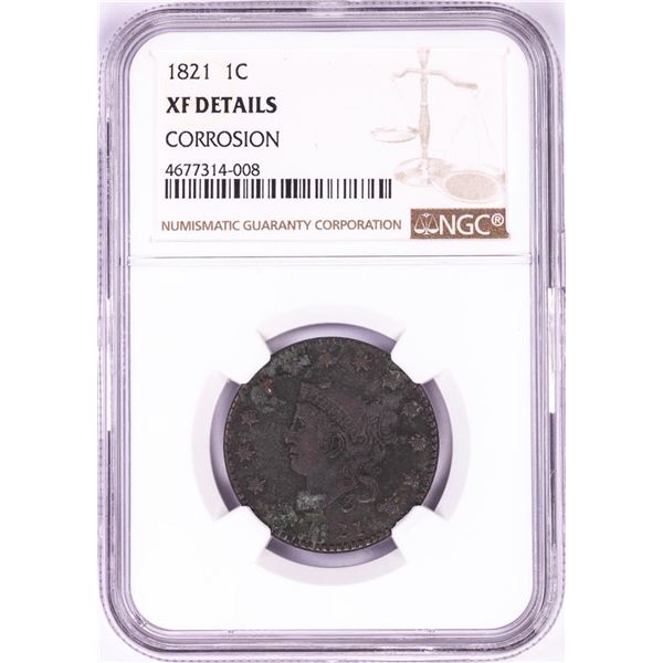 1821 Coronet Large Cent Coin NGC XF Details