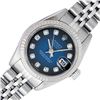 Image 2 : Rolex Ladies Stainless Steel Blue Vignette Diamond Datejust Wristwatch
